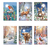 Cartes de Noël - Coffret de 24 cartes grand format - Faune hivernale
