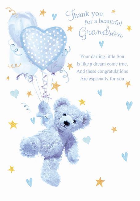 New Grandson Card, Thank You For Our Baby Grandson Card, Birth Of Baby Grandson, New Grandparents Card - UK - View #9