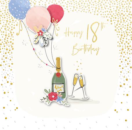 Talking Pictures Age 18 - 18th Birthday - Champagne & Balloon