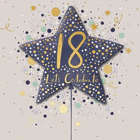 Age 18 - 18th Birthday - 18 Blue Star from Talking Picturers, English Cards in France