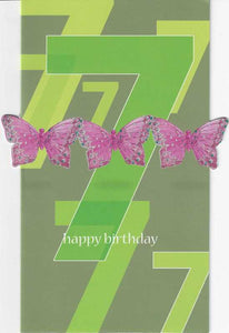 Age 7 - 7th Birthday - Pink Butterflies