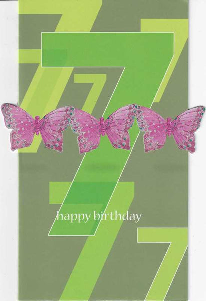 Age 7 - 7th Birthday - Pink Butterflies