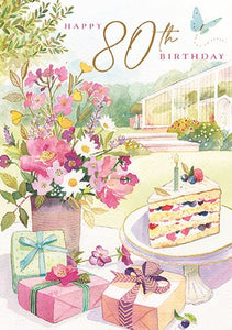 Age 80 - 80th Birthday - Cake In The Garden