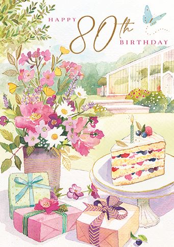 Age 80 - 80th Birthday - Cake In The Garden