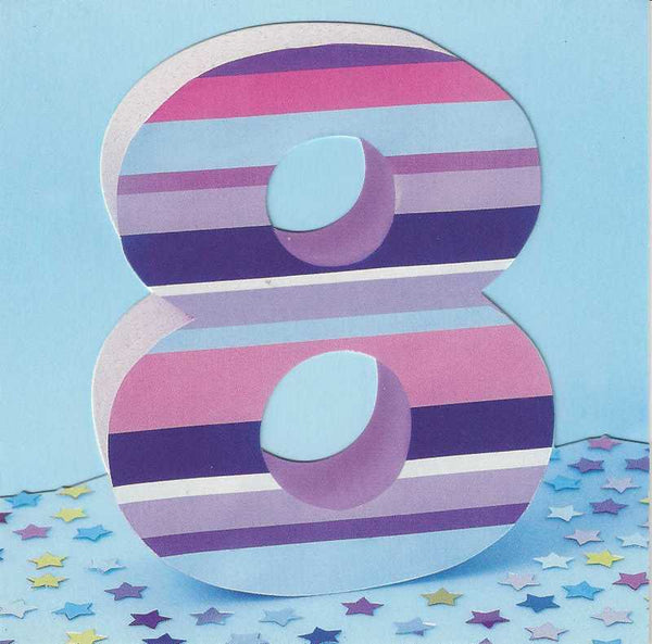 Age 8 - 8th Birthday - Stripy Text