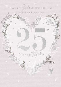 Ling Design Anniversary Card - 25th Silver Anniversary - Silver Anniversary