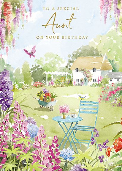 Aunt Birthday - Garden Scene from The Great British Card Company, English cards in France