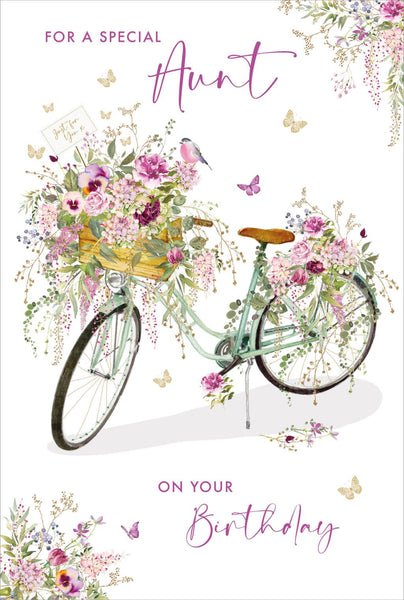 Aunt Birthday - Floral Bike/Bird from Nigel Quiney Publications, English Cards in France