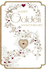 Anniversary Card - 50th Golden Anniversary - Swallow Lace from Nigel Quiney Publications, English Cards in France