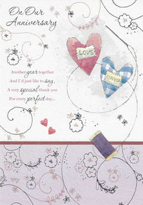 Anniversary Card - Our Anniversary - Love Heart Cushion