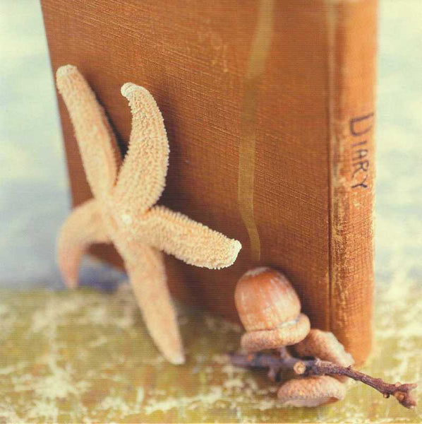 Blank card - Starfish, Acorn and Book