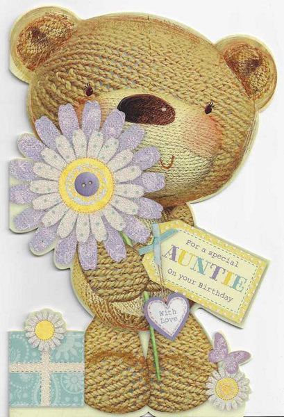 Auntie Birthday - Cute Button Bear, English Cards in France