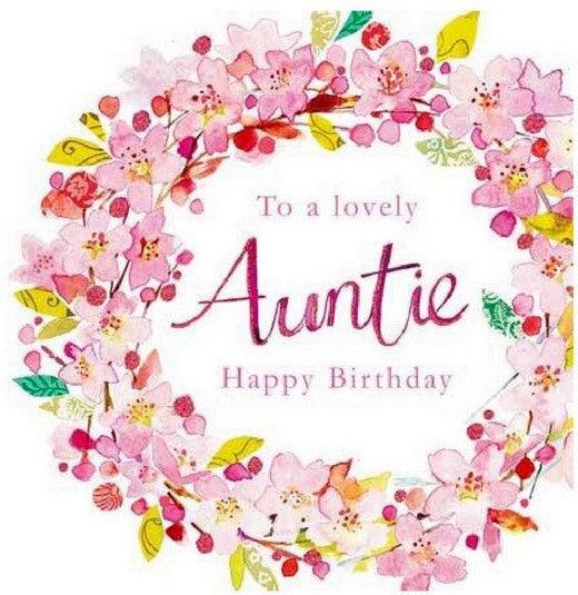 Auntie Birthday - Blossom Wreath from Ling Design Ltd, English Cards in France