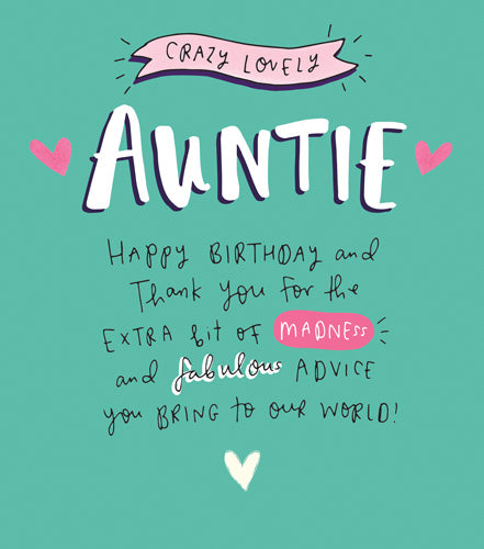 Auntie Birthday - Crazy Lovely from Pigment Productions, English Cards in France