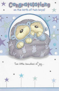 New Baby Twins Card - Twin Boys