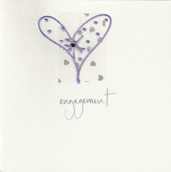 Engagement Card - Purple Glitter & Jewelled Heart