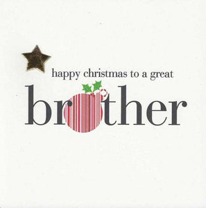 Christmas Card - Brother - Striped Bauble