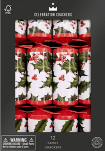 Heart and Soul Studio Celebration Christmas Crackers - 12 Holly Berry 12 inch Family Christmas Crackers, Christmas Crackers in France, Crackers de Noel, Petards de Noel en France, Diablotins en France