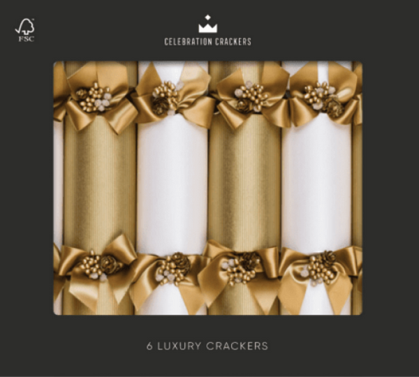 Heart and Soul Studio Celebration Christmas Crackers - 6 Regency Golden Pin 13 inch Christmas Crackers, Christmas Crackers in France, Crackers de Noel, Petards de Noel en France, Diablotins en France