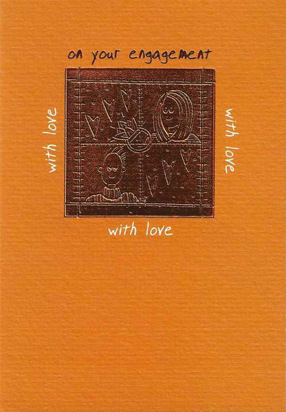 Engagement Card - Bronze Windows, Boy, Girl and Hearts