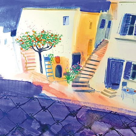 Blank Card - Greek Orange Tree And Blue Ladder, Syros from the Great British Card Company, English Cards in France