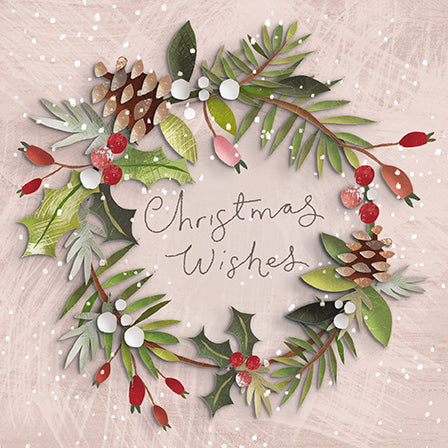 The Great British Card Company Charity Christmas Cards Pack of 8 Wreath, English Christmas Cards in France