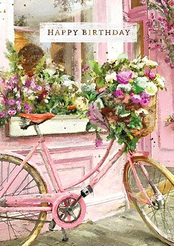 Birthday Card - Pink Floral Bicycle from the Great British Card Company, English Cards in France