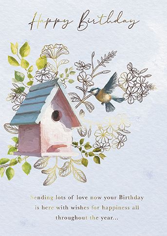 Birthday Card - Pastel Bird House from the Great British Card Company, English Cards in France