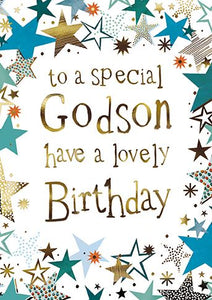 Godson Birthday - Gold Stars With Gold Type from the Great British Card Company, English Cards in France