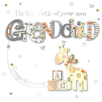 New Baby Card - Grandchild - Grandchild And Giraffe from Talking Pictures, English Cards in France