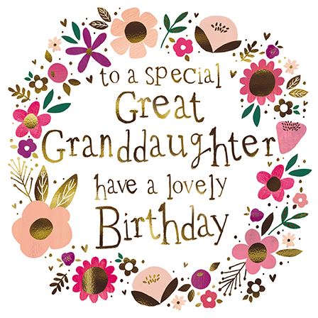 Great-Granddaughter Birthday - Flower Wreath from the Great British Card Company, English Cards in France
