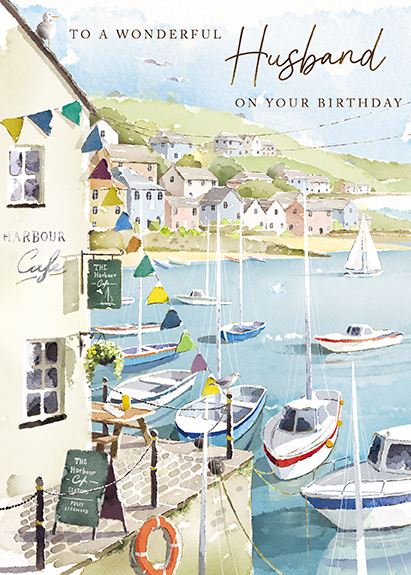 Husband Birthday - Boats In Falmouth from the Great British Card Company, English Cards in France