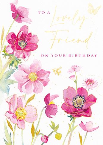 Ling Design Birthday Card - Special Friend - Pink Anemones