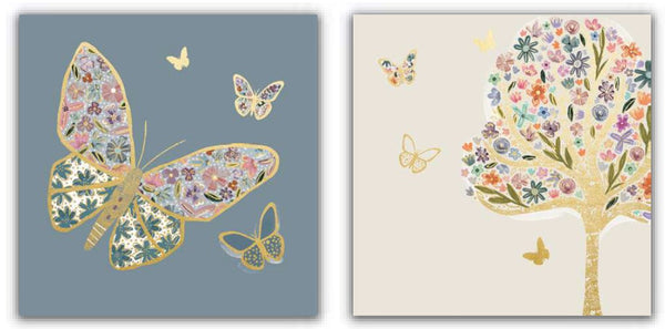 Blank Cards - Pack Of 8 - Floral Butterfly
