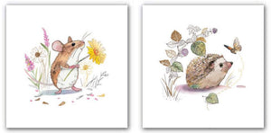 Blank Cards - Pack Of 8 - Mouse & Hedgehog