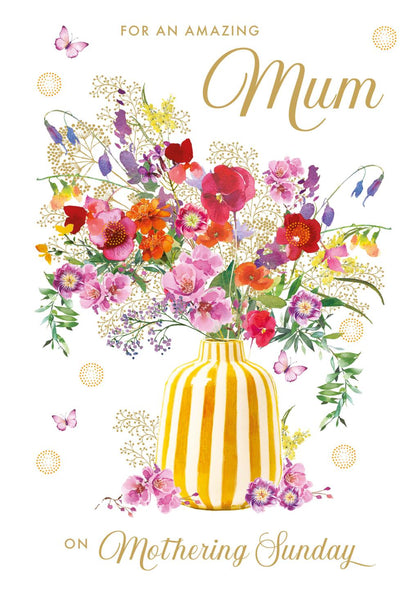 Mother's Day Card - Bright Vase/Flowers from Nigel Quiney Publications, Mother's Day cards in France, Cartes de voeux Fete des Meres, English Cards in France