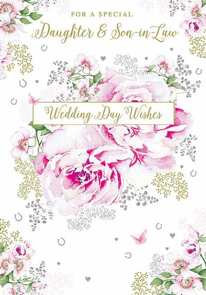 Wedding Card - Daughter and Son-in-Law - Pastel Rose from Nigel Quiney Publications, English Cards in France, Daughter and Son-in-Law Wedding Cards in France