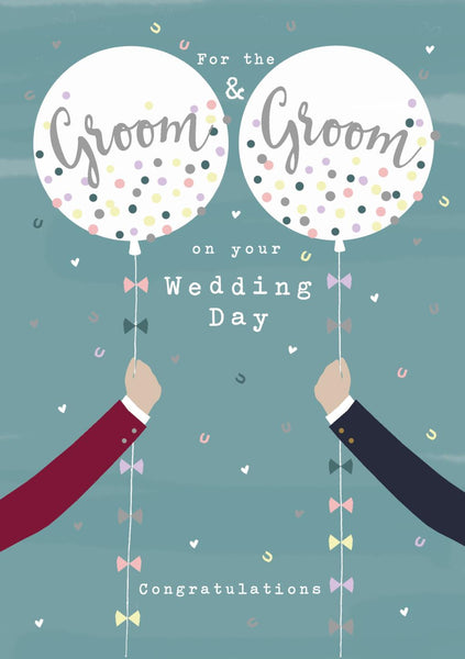 Wedding Card - Groom Balloons from Nigel Quiney Publications, English Cards in France, Male Grooms Wedding Cards in France