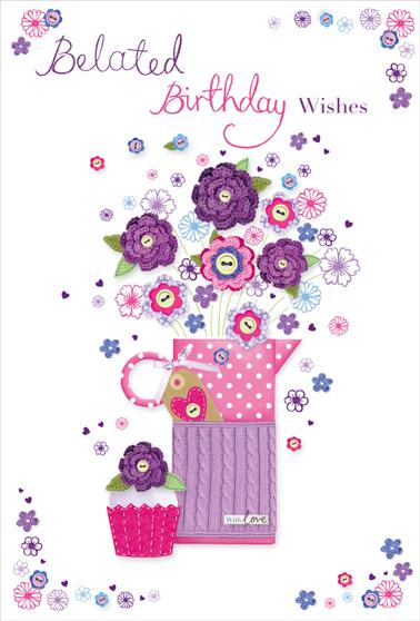 Belated Birthday Card - Jug Of Flowers from Nigel Quiney Publications, English Cards in France