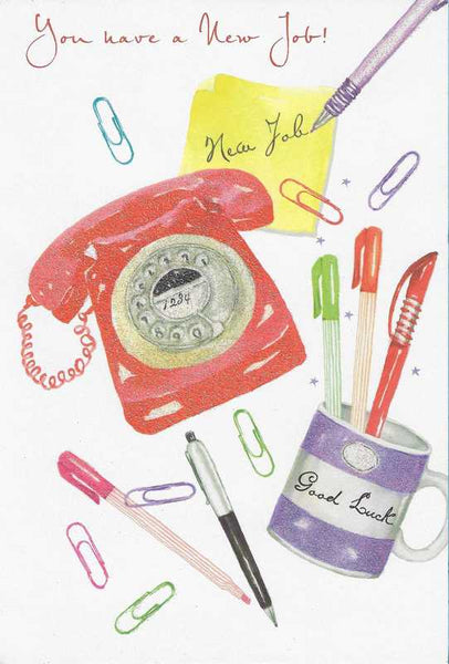 New Job Card - Desk Items from Nigel Quiney Publications, English Cards in France