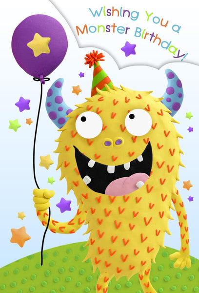 Children's Birthday Card - Monty the Monster from Paper Rose, English cards in France
