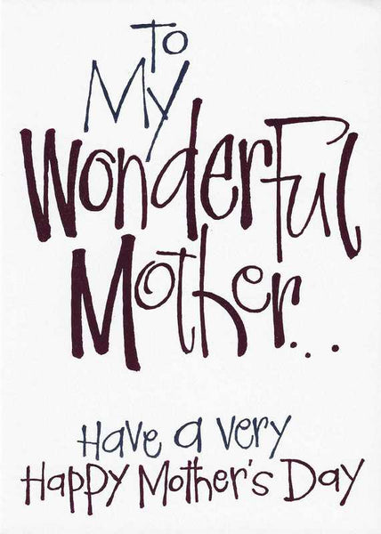 Mother's Day Card - Wonderful Mother Text,  Mother's day cards in France, Cartes de voeux Fete des Meres, English cards in France