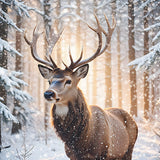 Christmas Cards - 16 Luxury Cards - Deer In The Snow Forest