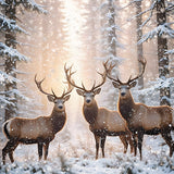 Christmas Cards - 16 Luxury Cards - Deer In The Snow Forest