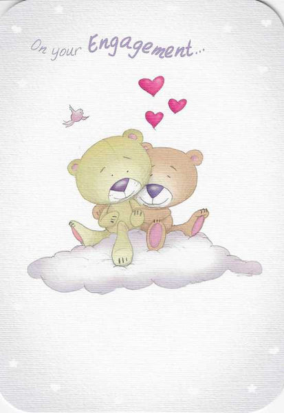 Engagement Card - Bears Snuggling on Cloud