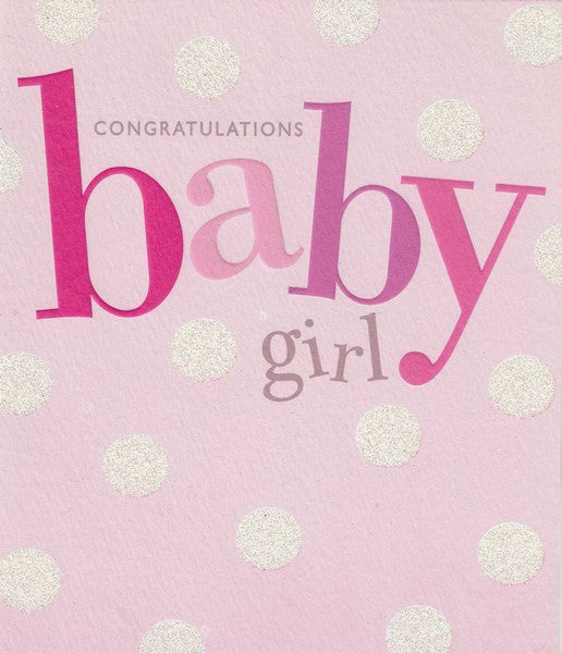 New Baby Girl Card - Big Text