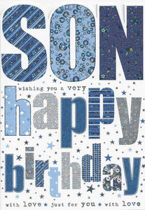 Son Birthday - Holographic Text from Nigel Quiney Publications, English Cards in France