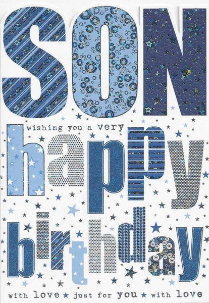 Son Birthday - Holographic Text from Nigel Quiney Publications, English Cards in France