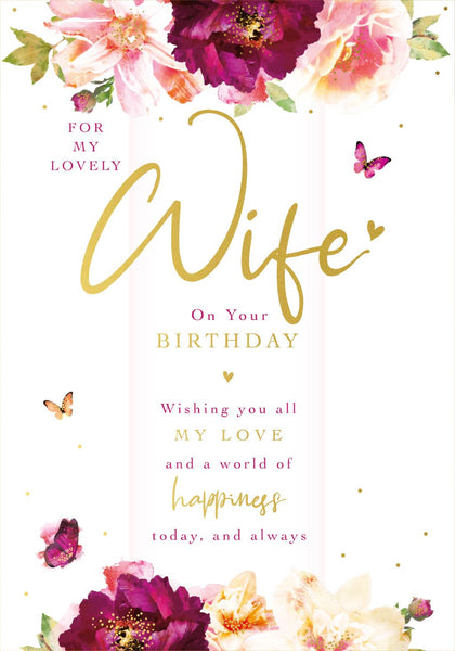 Wife Birthday - Modern Flowers 1 from Nigel Quiney Publications, English Cards in France, Wife Birthday Cards in France