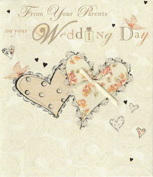 Wedding Card - From Your Parents Entwined Hearts